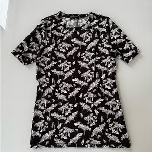 Rag & Bone Black & White Floral Short Sleeve Top - Size M